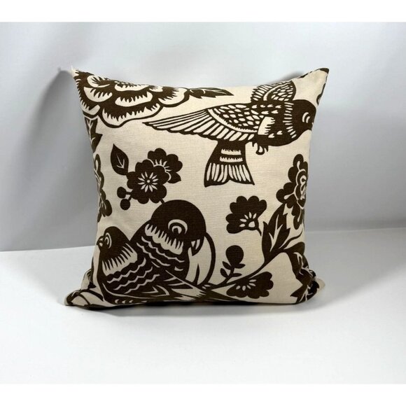 Thomas Paul Brown Birds Throw Pillow with Feather & Down Insert 16" x 16" - Picture 2 of 9